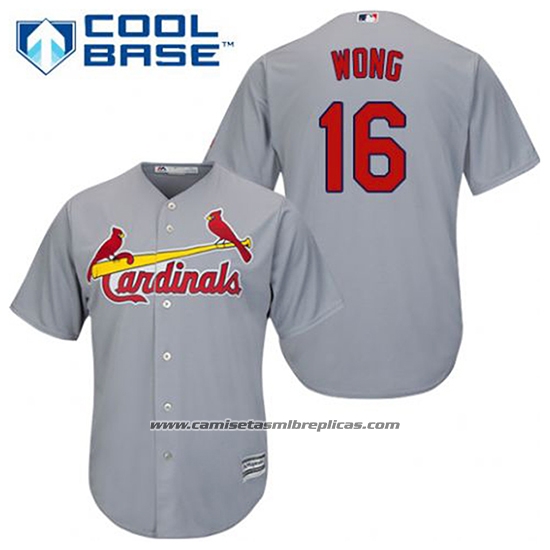 Camiseta Beisbol Hombre St. Louis Cardinals Kolten Wong 16 Gris Cool Base